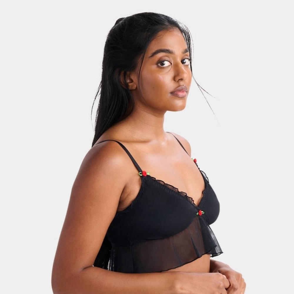 NEW 🍒 Silky Mesh Flutter Longline Bralette
